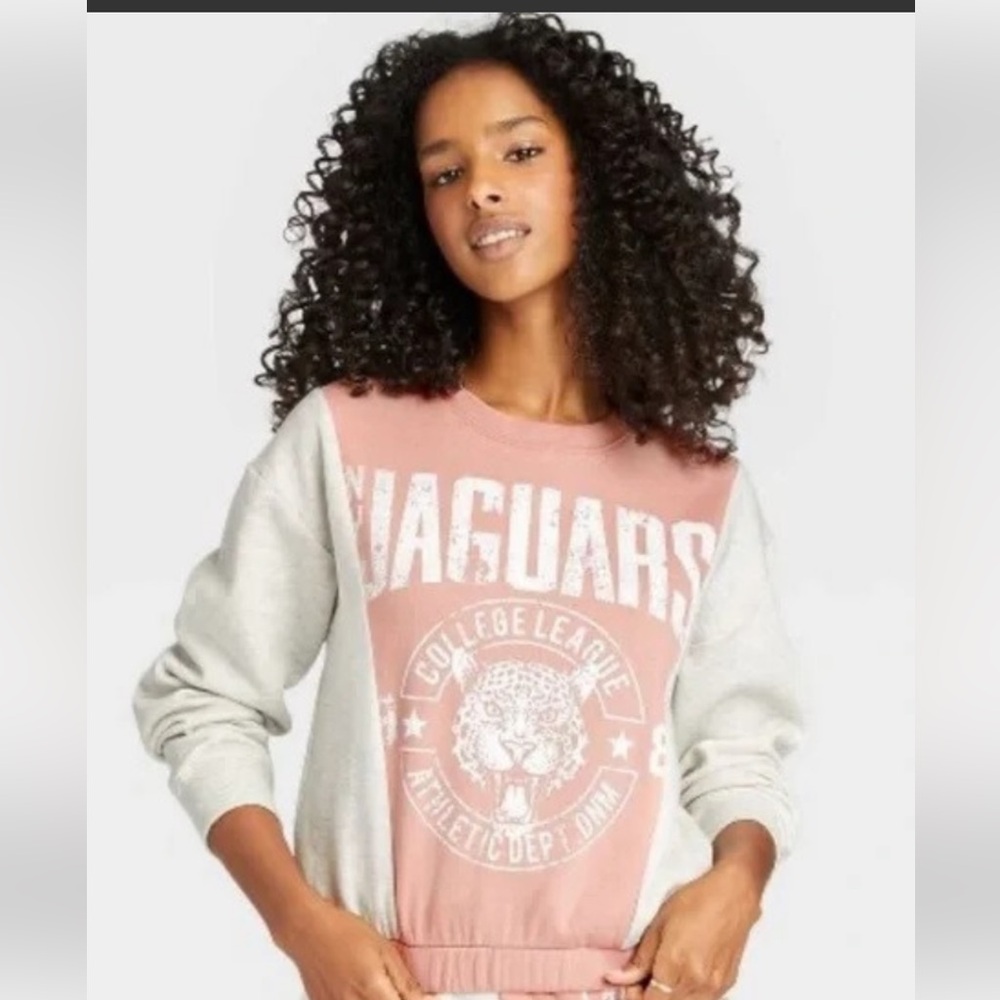Zoe + Liv Blush Pink & Cream 'Jaguars' Graphic Sweatshirt